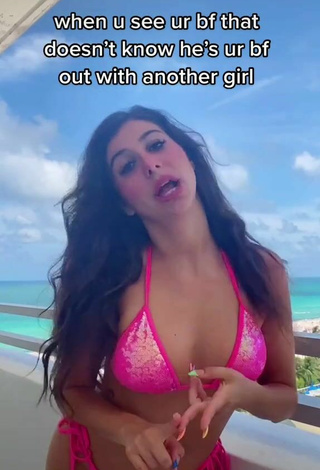 2. Hottie Isabella Diakomanolis in Pink Bikini on the Balcony