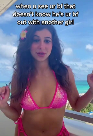 3. Hottie Isabella Diakomanolis in Pink Bikini on the Balcony