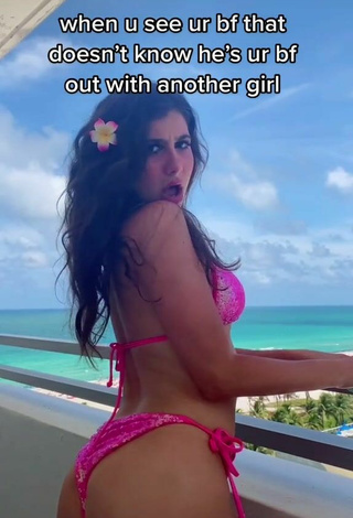 5. Hottie Isabella Diakomanolis in Pink Bikini on the Balcony