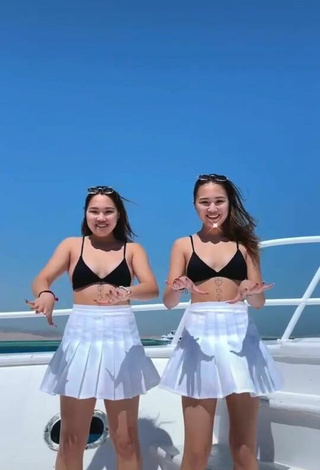 3. Sultry Tomiris & Nargiz Kanatova in Black Bikini Top on a Boat