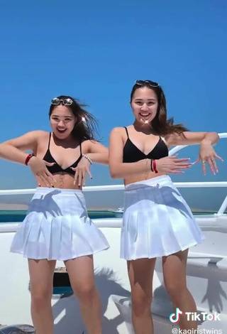 5. Sultry Tomiris & Nargiz Kanatova in Black Bikini Top on a Boat