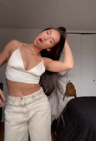 Sultry Katelyn Ashley in White Crop Top