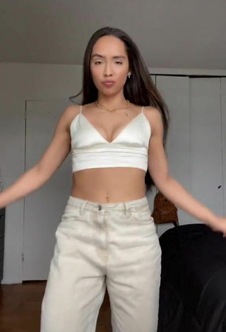 2. Luscious Katelyn Ashley in White Crop Top