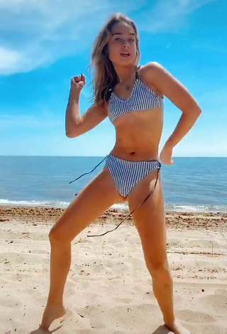 2. Sexy Kenna Bates in Striped Bikini at the Beach