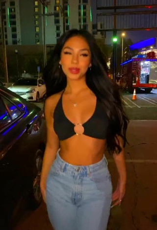 2. Hot Destiny Salazar in Black Crop Top in a Street