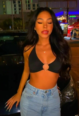 5. Hot Destiny Salazar in Black Crop Top in a Street