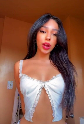 Breathtaking Destiny Salazar Shows Cleavage in White Crop Top