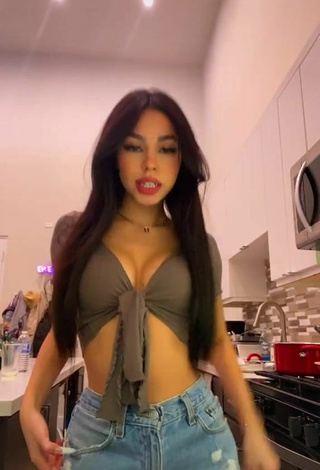 3. Seductive Destiny Salazar Shows Cleavage in Grey Crop Top