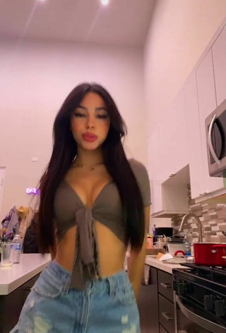 4. Seductive Destiny Salazar Shows Cleavage in Grey Crop Top