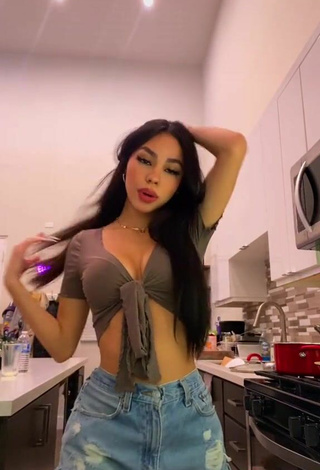 5. Seductive Destiny Salazar Shows Cleavage in Grey Crop Top