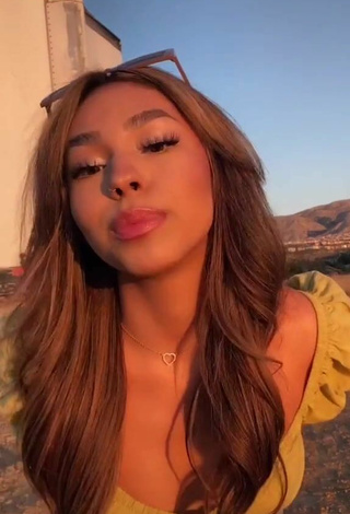 Adorable Destiny Salazar Shows Cleavage in Seductive Green Crop Top