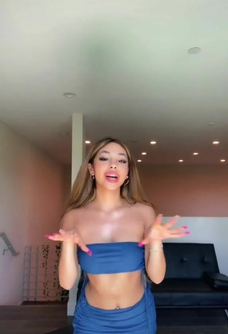 2. Sultry Destiny Salazar Shows Cleavage in Blue Tube Top and Bouncing Boobs