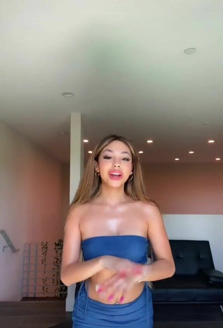 3. Sultry Destiny Salazar Shows Cleavage in Blue Tube Top and Bouncing Boobs