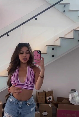 6. Sexy Destiny Salazar in Striped Crop Top