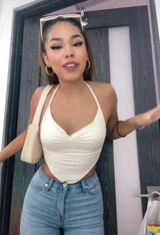 Gorgeous Destiny Salazar Shows Cleavage in Alluring White Crop Top