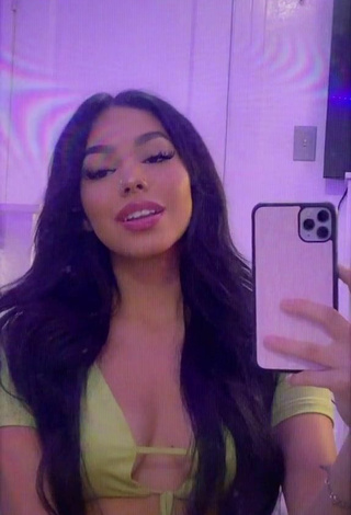 4. Sultry Destiny Salazar Shows Cleavage in Green Crop Top