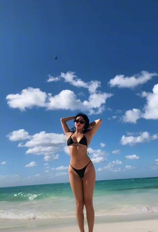 Sultry Destiny Salazar in Black Bikini at the Beach