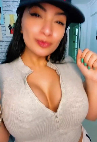 6. Sensual Emanuelly Raquel Shows Cleavage in Grey Crop Top and Bouncing Boobs