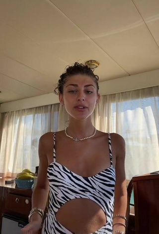 6. Sultry Ginevra Giaccherini in Zebra Swimsuit