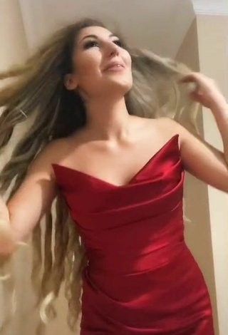 4. Sultry Irem Cennet in Red Dress