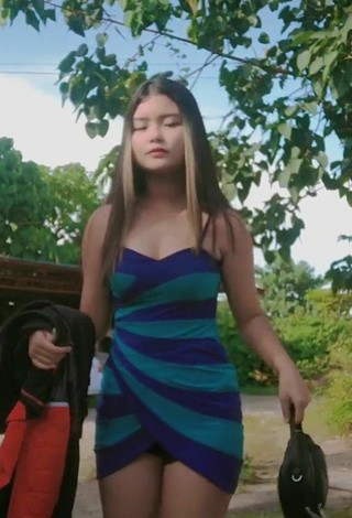 Sultry Jemary Kyla Toling in Striped Dress