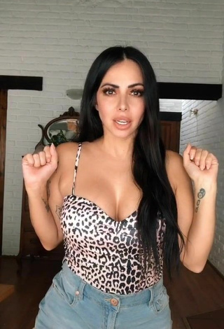 4. Sultry Jimena Sánchez Shows Cleavage in Leopard Top