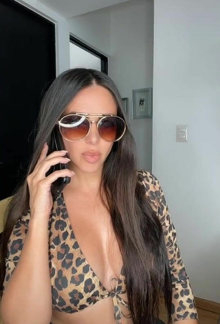 Sultry Jimena Sánchez Shows Cleavage in Leopard Crop Top