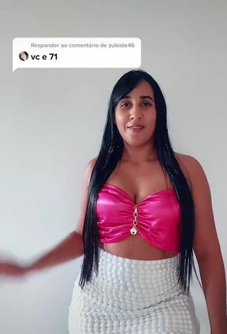 Sweetie Karollyny Campos Shows Cleavage in Pink Crop Top