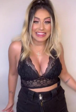 Cute Laura Branquinho Shows Cleavage in Black Crop Top and Bouncing Breasts