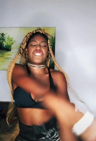 1. Sultry MC Soffia Shows Cleavage in Black Sport Bra and Bouncing Tits