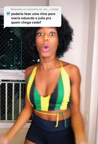 3. Sweetie MC Soffia Shows Cleavage in Striped Crop Top