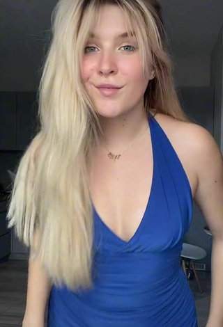 Sultry Monika Muratova in Blue Dress