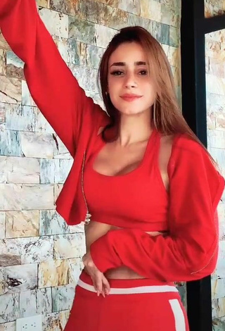 6. Sweetie Poleth Villalba Shows Cleavage in Red Crop Top