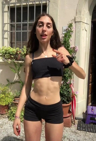 3. Sultry Rebecca Orsolini in Black Crop Top