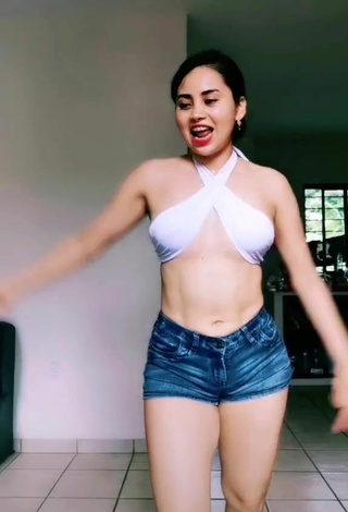 6. Titillating Selena Corzo in White Crop Top