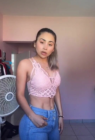 Sultry Selena Corzo in Pink Crop Top