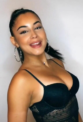 Sultry Sofia Chawki Shows Cleavage in Black Top and Bouncing Breasts