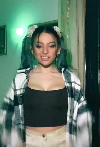 2. Cute Valentiina Shows Cleavage in Black Crop Top and Bouncing Boobs