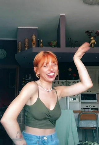 5. Sweetie Valentiina in Olive Crop Top and Bouncing Boobs