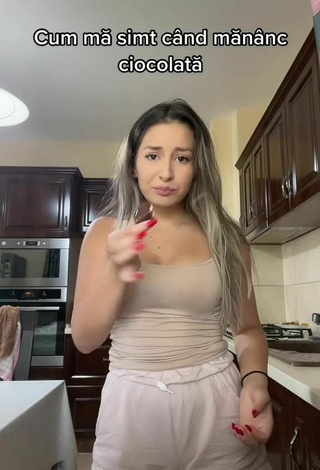 Sexy Andreeacorb Shows Cleavage in Beige Top and Bouncing Tits