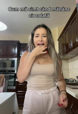 2. Sexy Andreeacorb Shows Cleavage in Beige Top and Bouncing Tits