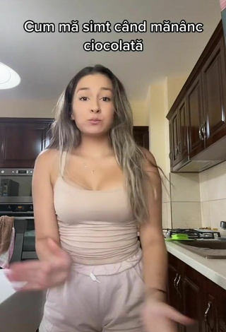 5. Sexy Andreeacorb Shows Cleavage in Beige Top and Bouncing Tits