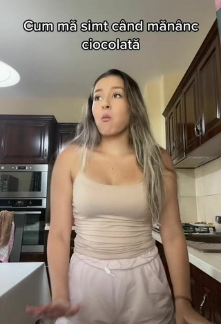 6. Sexy Andreeacorb Shows Cleavage in Beige Top and Bouncing Tits