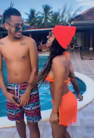 6. Hot Anyuri Lozano in Electric Orange Bikini Top at the Swimming Pool