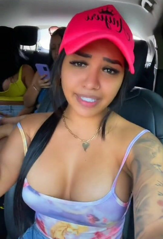 5. Cute Anyuri Lozano Shows Cleavage in Top in a Car