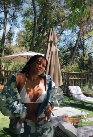 6. Sexy Asia Monet Ray Shows Cleavage in White Bikini Top