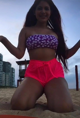 Luscious Brenda Campos in Floral Bikini Top at the Beach