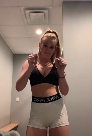 3. Sexy Caiti Mackenzie Shows Cleavage in Black Sport Bra and Bouncing Boobs