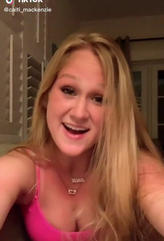 5. Sweetie Caiti Mackenzie Shows Cleavage in Pink Crop Top