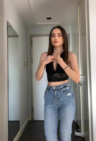 Sultry Ceylan in Black Crop Top